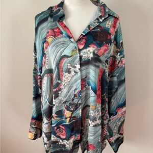 Colorful Graphic Button-Up Shirt
